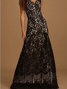 Lulu's Flynn Black Lace Maxi Dress XS